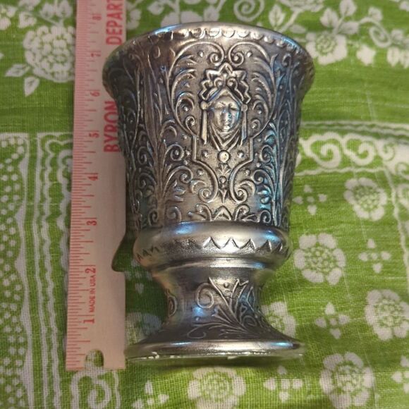 Unique Vintage USA 3D relief pewter &‎ ceramic pottery vase - Picture 5 of 7